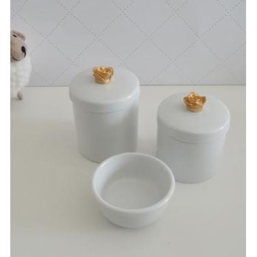 Imagem de Kit Higiene Porcelana Bebê Moderno Quarto Banho K015 Flor - Ciranda Ar
