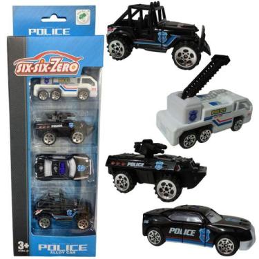 Imagem de Pack 4 Miniaturas Viatura Polícia Metal 1:64 Six Six Zero - Kbum