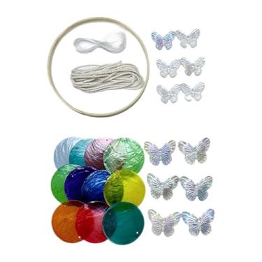 Imagem de Ioensy Kit de sinos de vento de concha faça você mesmo decoração suspensa sinos de suspensão memorial de simpatia kit de artesanato para decoração de jardim, Multicolorido