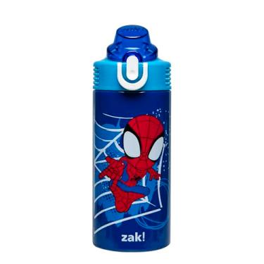 Imagem de Zak Designs Garrafa de água infantil Marvel Spider-Man Sage para escola ou viagem, garrafa de água de aço inoxidável de 400 ml com canudo, alça e tampa de bico pop-up à prova de vazamento (Spidey and