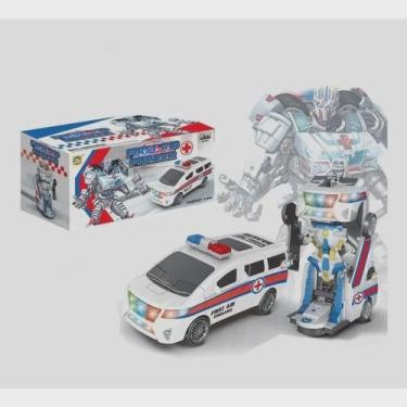 Imagem de Brinquedo Ambulância Transforma Em Robô Luz E Som Á Pilha - Toy king