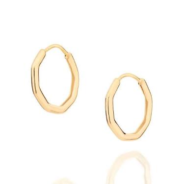 Imagem de Brinco Rommanel Argola Geométrica Folheado a Ouro 526658, Dourado