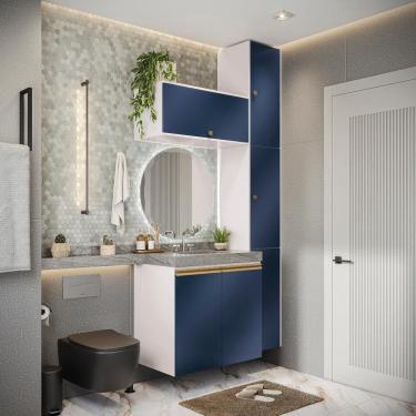 Imagem de Conjunto Para Banheiro Kappesberg Celeste 5 Peças Branco/azul 116,5cm