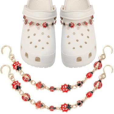 Imagem de CIKKITZ Corrente de sapato brilhante para sandálias de tamanco, 2 peças de pingentes de corrente de metal para mulheres, lindos pingentes de decoração de sapatos DIY para lembrancinhas de festa,