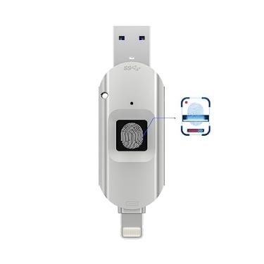 Imagem de Unidade criptografada USB 3.0 para iPhone USB 3.0, armazenamento externo, criptografia de impressão digital, pen drive para iPhone/iPad/iPadmini/Mac/PC USB 3.0 Flash Drive 64 GB