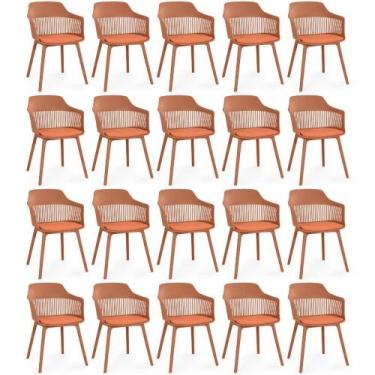 Imagem de Kit 20 Cadeiras de Jantar Estofada Marcela - Marrom - Magazine Decor