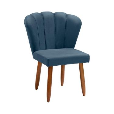 Imagem de Cadeira Poltrona Pétala Yasmin Sala Estar Penteadeira Veludo Azul