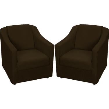 Imagem de Kit 2 Poltronas Mila Pé De Plástico Cromado - Marrom Suede