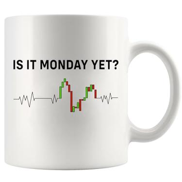 Imagem de Panvola Is it Monday Yet Heartbeat Traders Gifts Investor Day Trading Stock Market Novelty Drinkware Caneca de cerâmica 325 ml branca