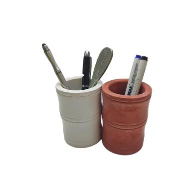 Imagem de mysangouzi Suporte de lápis para mesa, moderno, cinza, concreto, mesa, organizador de lápis, copo para escritório, conjunto com 2