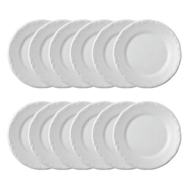 Imagem de Jogo 12 Pratos Rasos Pomerode Brancos 25,6 cm Porcelana Schmidt
