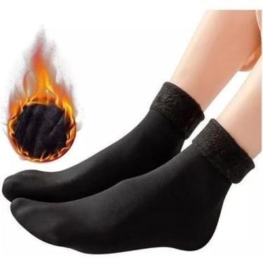 Imagem de Kit com 5,3,1 pares de meias/meias soquete térmica grossa flanelada fl