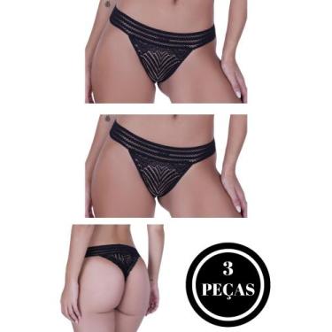 Imagem de KIT 3 Calcinha Elástico Fio Dental Tanga Renda - c2 KIT 3 CALCINHAS MA