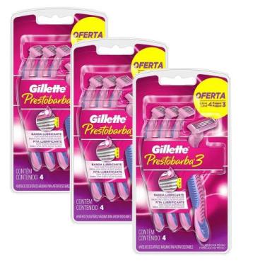 Imagem de kit 3 Aparelhos De Depilação Gillette Prestobarba 3 Feminino Leve 4 Pa