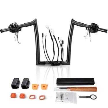 Imagem de MoKitDora Kit de controle de interruptor de guidão pré-fio de 25,4 cm, gancho de macaco de 2,5 cm, grampo para Harley Sportster/Dyna/Softail 1996-2006 (exceto Softail Springer)/Road King, preto