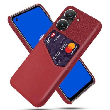 Imagem de Capa para Asus Zenfone 10,Tela e tampa de couro PU,Antideslizante,360°cobertura completa à prova de choque com 1 slot de cartão atrás,Prevenção de queda-Red