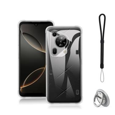 Imagem de NOUKAJU Capa para Fossibot F112 PRO, capa protetora de TPU, função de suporte, suporte ajustável, antiqueda, à prova de choque, capa protetora para Fossibot F112 PRO (transparente)