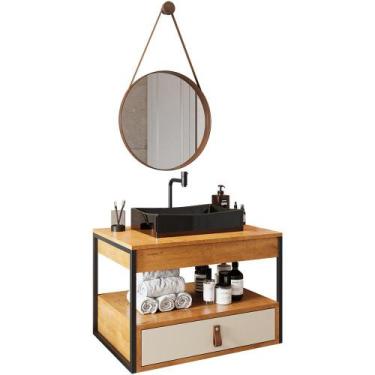 Imagem de Gabinete de Banheiro Harley com Espelho e Cuba Dalla Preta - Loja Doce