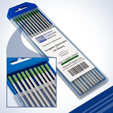 Imagem de Eletrodos de tungstênio de soldagem TIG de tungstênio puro (verde, WP), pacote com 10, 40300-00580, 1/8" (0.1250")