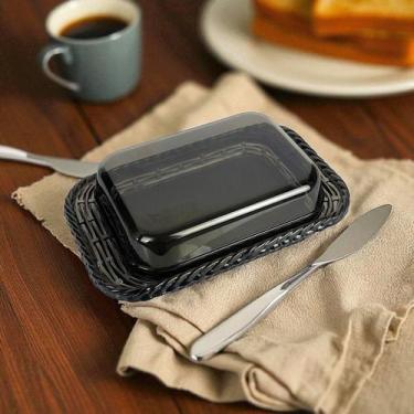 Imagem de Porta Manteigueira Fume Decorada Tranca Com Tampa Para Mesa - Keita