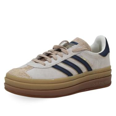 Imagem de adidas Tênis Gazelle Bold Feminino, Branco Creme/Índigo Noturno, Tamanho 7,5