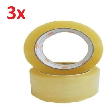Imagem de Kit 3 Fita Adesiva Transparente 100 Metros 45Mm X 100M Para Caixa De Papelao Pacotes Embalagem Ecommerce