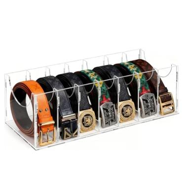 Imagem de Organizador de cinto, suporte de armazenamento de cinto de acrílico para armário, estojo de exibição para gravata e gravata borboleta (7 gravatas)