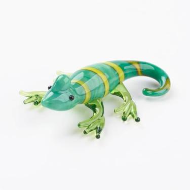 Imagem de Ornazy 20 peças de estatueta de lagarto feito à mão, decoração de exibição de vidro de animal de lagarto para decoração de mesa de quarto de casa