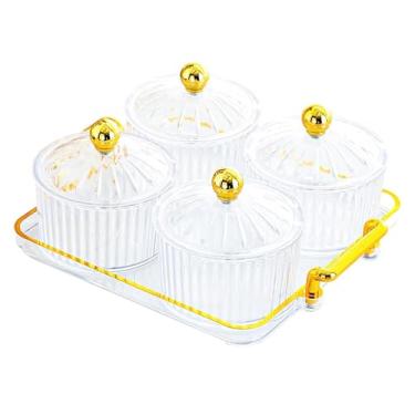 Imagem de FytStycale Bandeja para servir lanches de frutas secas, pratos de servir divididos, bandeja para lanches de nozes, pote de armazenamento de cozinha, prato de, 4 Grades