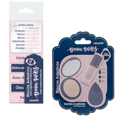 Imagem de Blocos Adesivos Compatível Bruna Tavares para Skincare com Aroma, Kit de Notas para Rotina Diária, 3 Tamanhos, 20 Folhas Cada