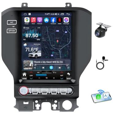 Imagem de Rádio estéreo de carro para Ford Mustang 2015 2016 2017-2025: substituição de 30.7 cm - Android 5G WiFi sem fio CarPlay Android Auto - com unidade principal de atualização de navegação GPS (som de