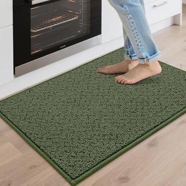Imagem de COSY HOMEER - Tapetes e tapetes de cozinha 50 cm x 81 cm antiderrapantes para chão, lavável, resistente a manchas, tapete de cozinha absorvente, verde