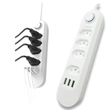Imagem de Coibeu, Filtro de Linha 110-220V Botão Interruptor 2500W 4 Tomadas de três Pinos 3 USB-A Multifuncional Fio 1,90m
