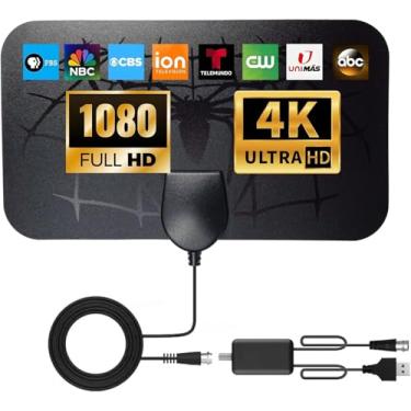 Imagem de Antena de TV 2025 digital interna e externa - suporta 8K 4K 1080P, antena HDTV de longo alcance de 3.500 km, para Smart TV, HDTV amplificada para cabo coaxial de canal gratuito - 8 m