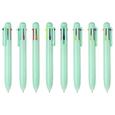 Imagem de PATIKIL Canetas de transporte retráteis com clipe de fivela, 8 peças, 1,0 mm, 6 cores, canetas esferográficas retráteis, chaveiro para material de escritório, presente infantil, verde doce