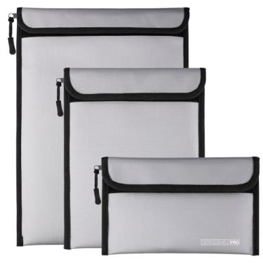 Imagem de JONYEE Pacote com 3 bolsas de documentos atualizadas à prova de fogo, resistente à água e fogo com forro de alumínio à prova de fogo e à prova d'água, bolsa organizadora de armazenamento com zíper