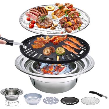 Imagem de Primst Churrasqueira a carvão multifuncional, churrasqueira coreana para uso doméstico, fogão portátil para churrasqueira, grelhador para acampamento