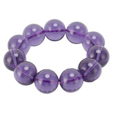 Imagem de TOPINCN Pulseira de Cristal, Pulseiras de Contas de Pedras Preciosas de 20 Mm para Decoração de Casa e Meditação, Ioga, Pulseira Elástica Elástica, Pulseira de Cura de Cristal de Riqueza, (Roxo Preto)