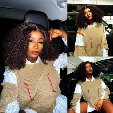 Imagem de Peruca ANNISOUL Curly Lace Frontal 13x4x1 HD Sintética 350g 43cm