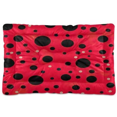 Imagem de Wassud Cama de bolinhas vermelhas para cães pequenos, lavável, impermeável, para viagem, tapete portátil para gatos com fundo antiderrapante para uso interno e dormir, 91 x 61 cm