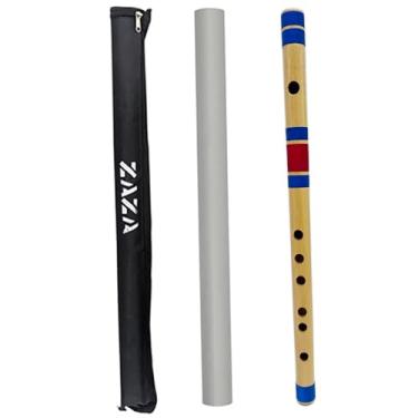 Imagem de Flauta de bambu polido profissional com 6 furos - (flauta indiana) com bolsa de transporte (escala D)