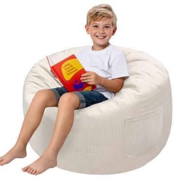 Imagem de Lukeight Puff Cadeira com espuma viscoelástica e capa removível de veludo cotelê para crianças, adolescentes e adultos, sofá aconchegante para sala de estar, poltrona de pufe para jogos, leitura, GG