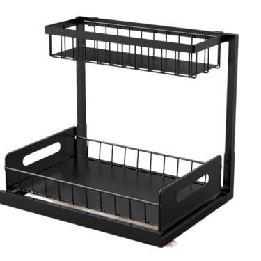 Imagem de Gaveta para Condimentos em Bancada de Armário Sob a pia Inferior Design Camadas Retrátil Polia com Rotação 360 Graus -Resistente à Ferrugem Aço Inoxid