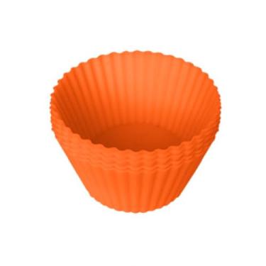 Imagem de Kit 10 Forminhas de Silicone para Cupcake Reutilizáveis Antiaderentes e Resistentes ao Calor (Laranja)