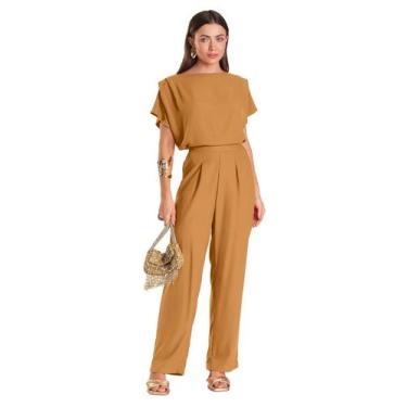 Imagem de Calça Feminina Pantalona Dianna Marrom, M, Marrom