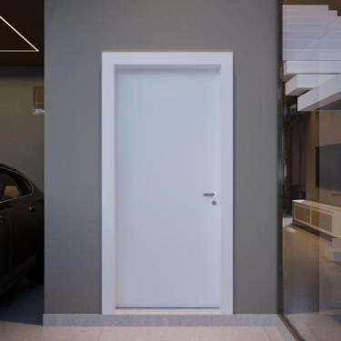 Imagem de Kit Porta Madeira Lisa e Fechadura 210x82cm Batente de MDF Ultra 7,5 C