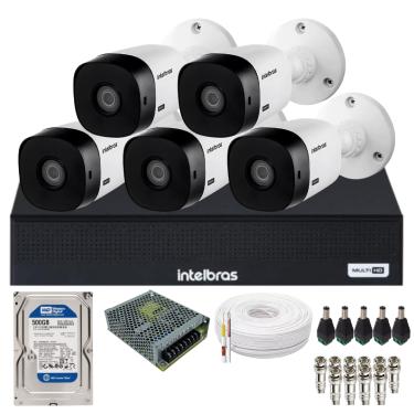 Imagem de Kit 5 Câmeras Intelbras Hd 1120b Dvr Intelbras 08 Canais 1108-c C/Hd