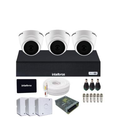 Imagem de Kit CFTV 3 Câmeras Intelbras 1120d DVR MHDX 1104‑C com SSD 512GB