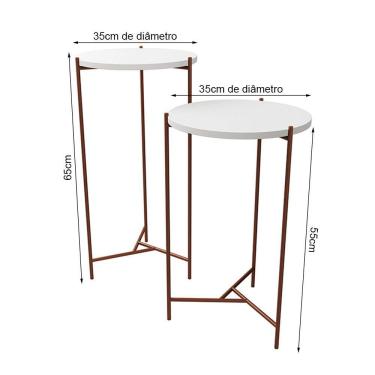 Imagem de Mesa Lateral Redonda áquila Cobre E Tampo Branco - Cor: Branco