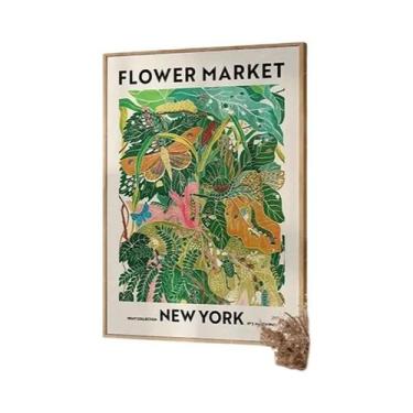 Imagem de Arte De Parede Em Tela Com Folhas Botânicas Verdes, Plantas De Interio